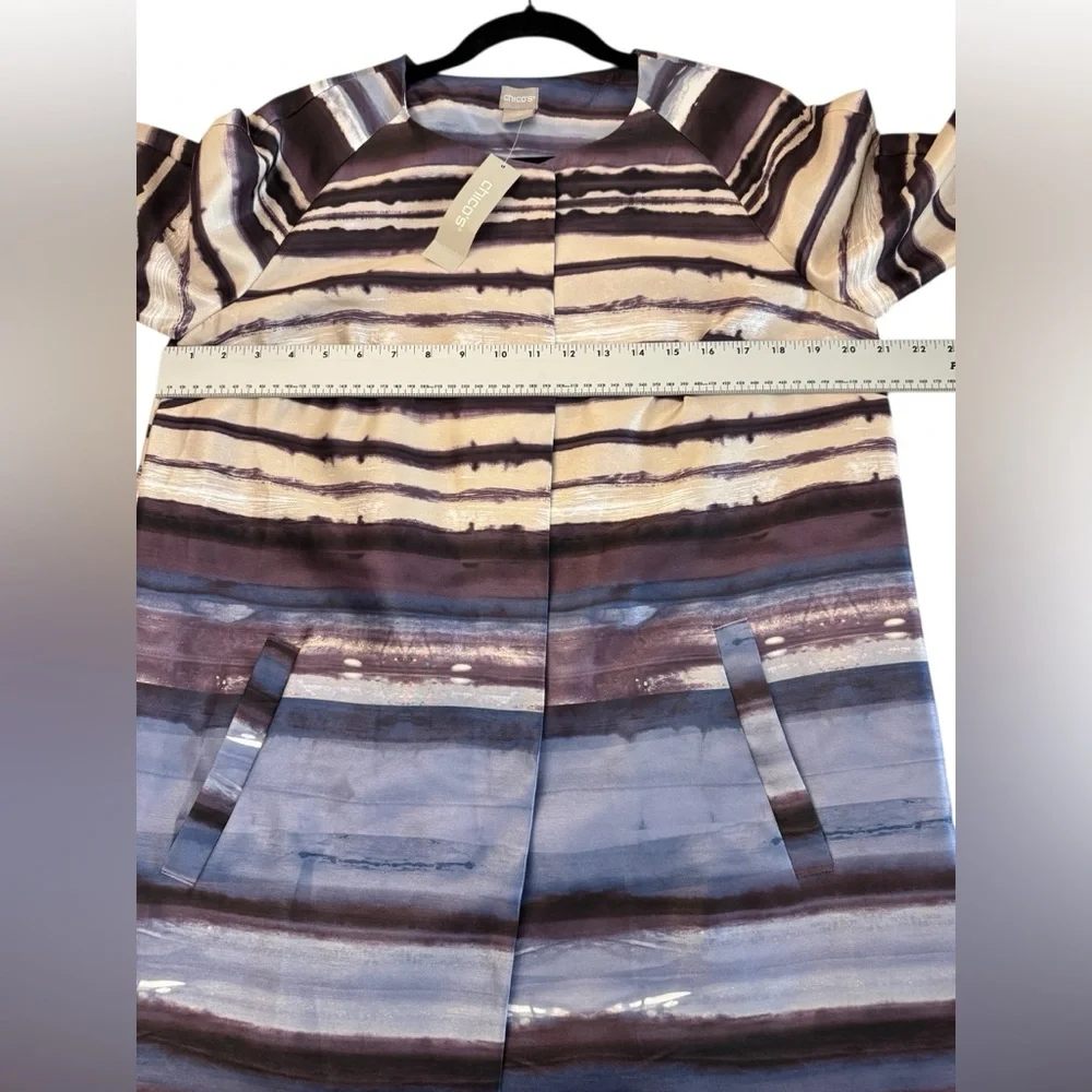 Chico's Shantung Topper Jacket Blue Multi Size 1 Medium NWT - Picture 6 of 14
